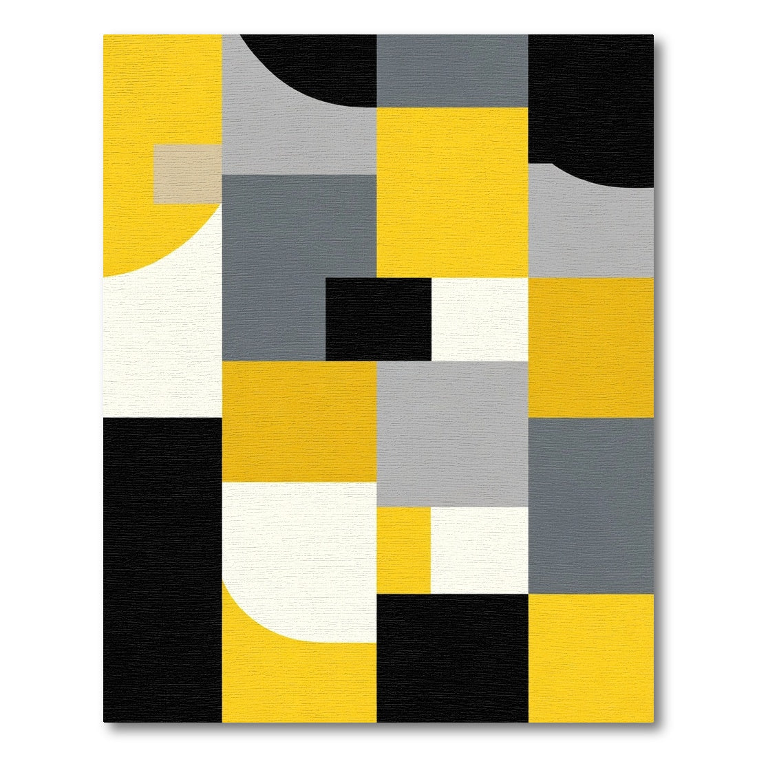 Abstract Yellow Gray Geometric Blocks Rug