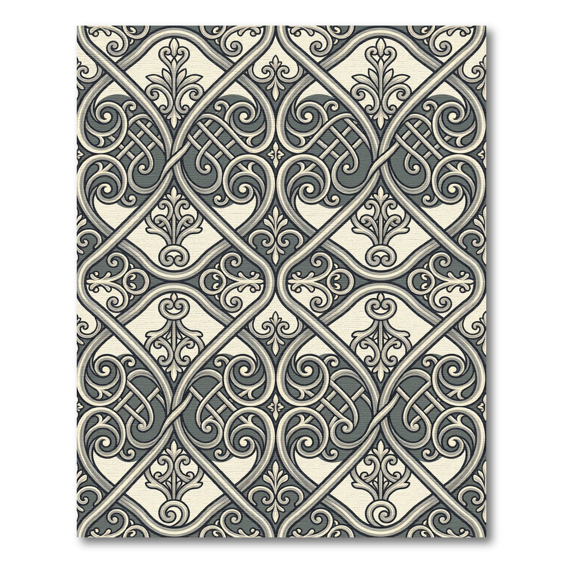 Vintage Gray Elaborate Intertwined Scroll Rug