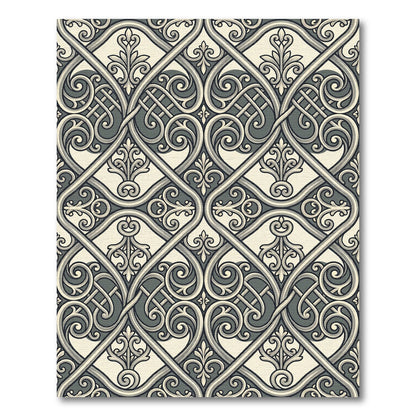 Vintage Gray Elaborate Intertwined Scroll Rug