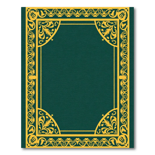 Gold Leaf Scroll Frame Elegant Border Rug
