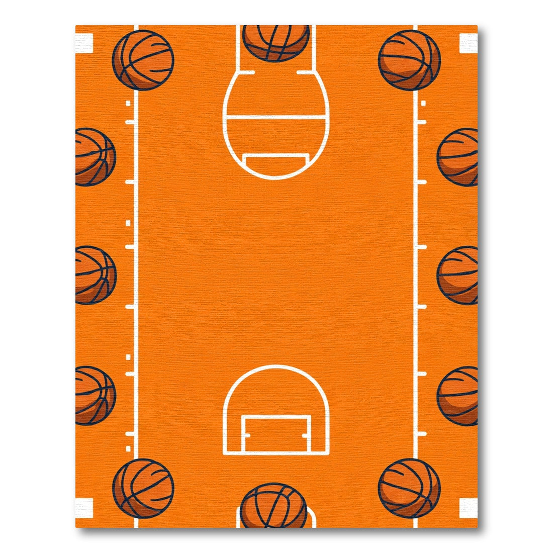 Orange Basketball Court Graphic Rug