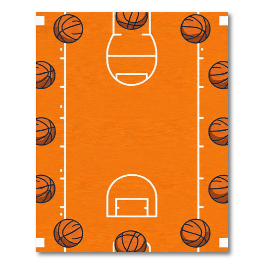 Orange Basketball Court Graphic Rug