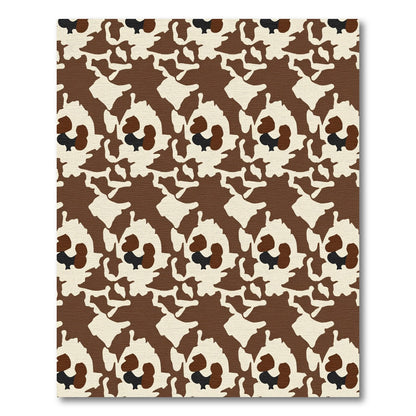Brown and Cream Abstract Camouflage Rug