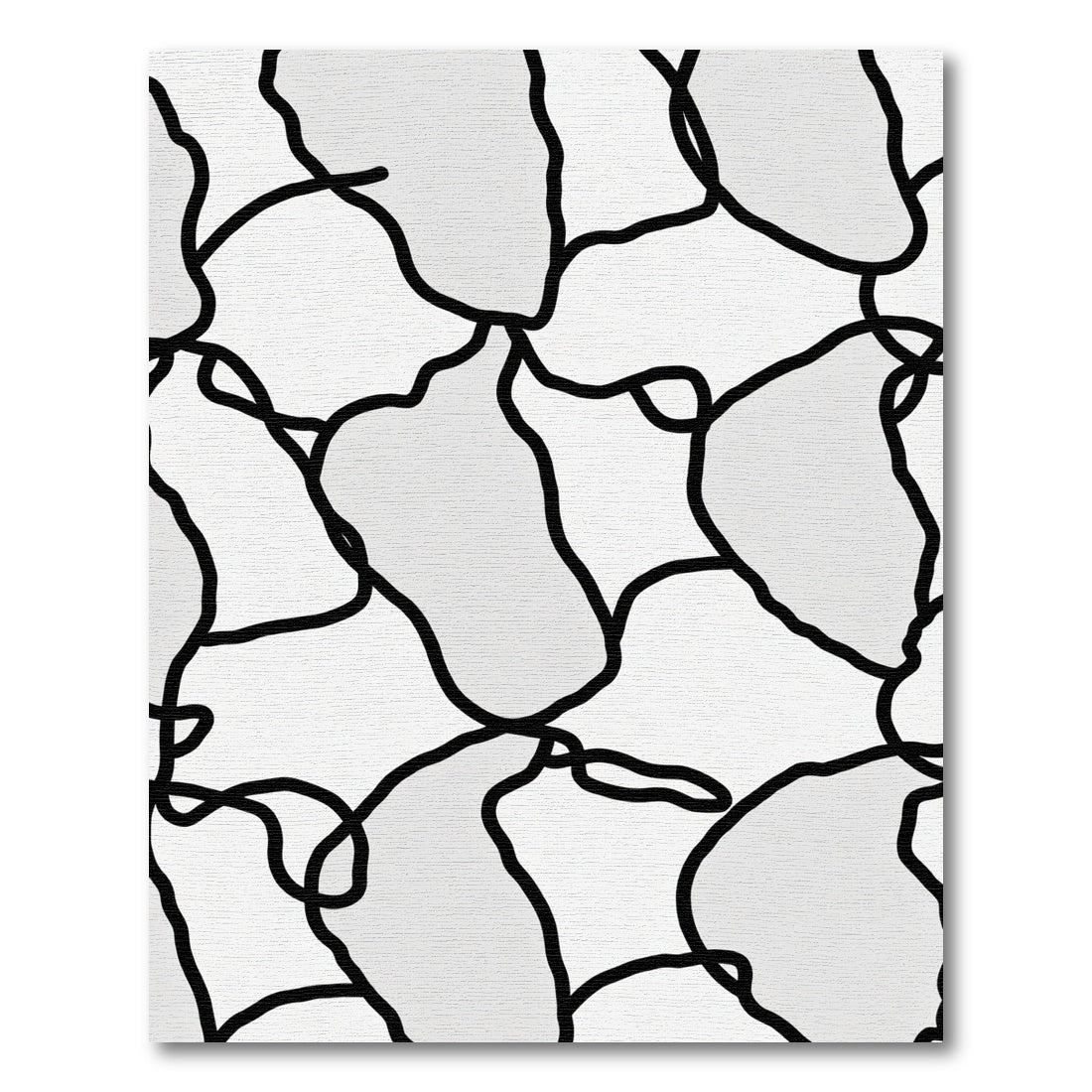 Abstract White Black Organic Shapes Rug