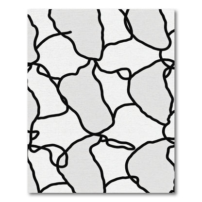 Abstract White Black Organic Shapes Rug