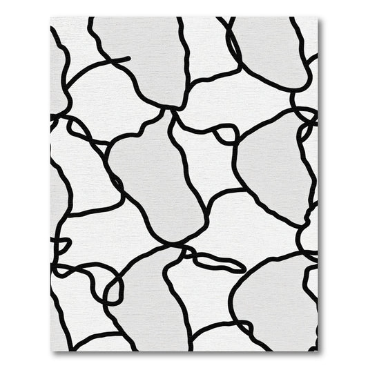 Abstract White Black Organic Shapes Rug