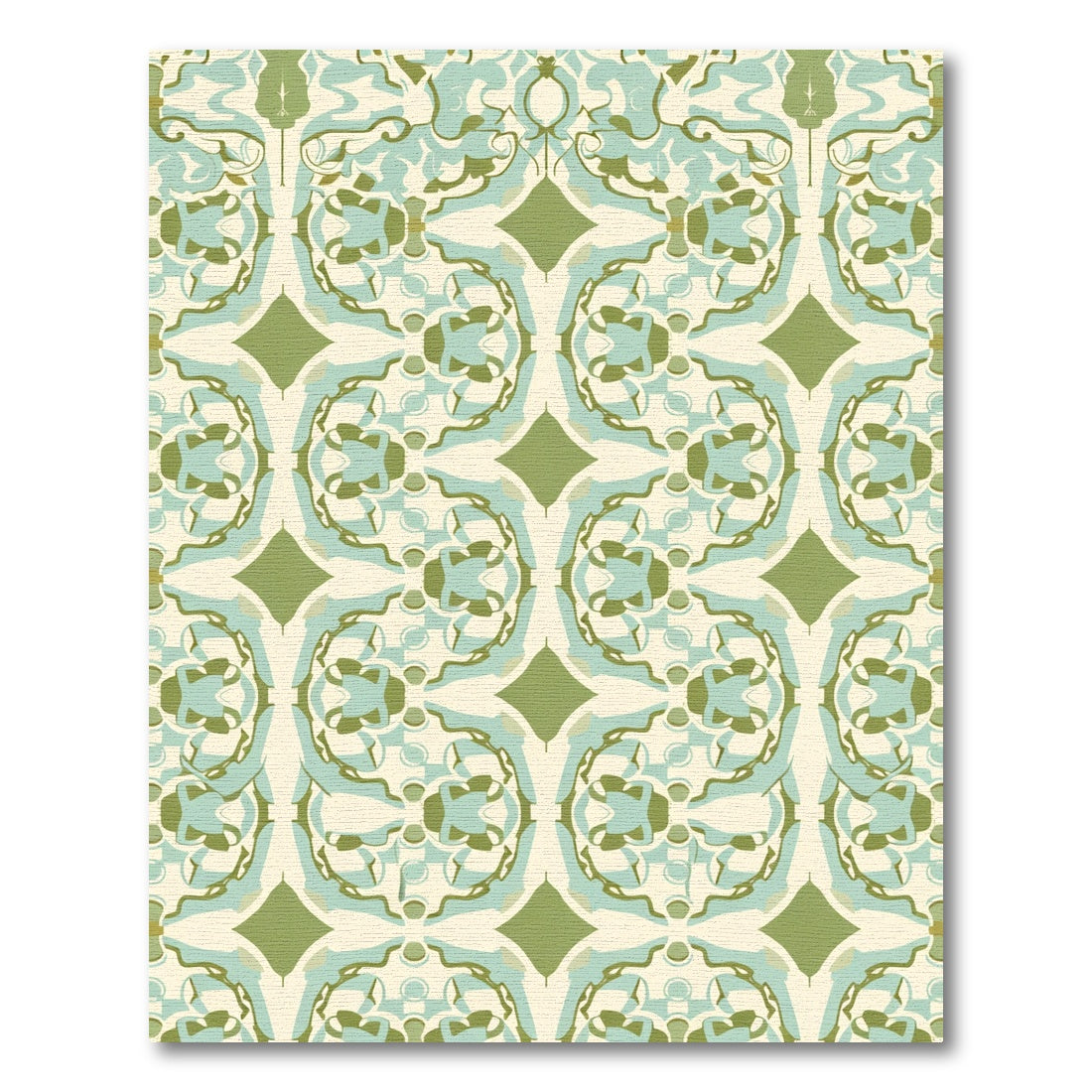 Serene Sage Green Abstract Medallion Rug