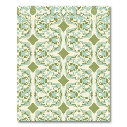 Serene Sage Green Abstract Medallion Rug