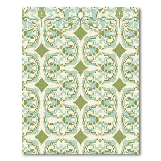Serene Sage Green Abstract Medallion Rug