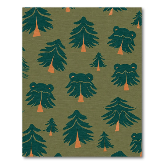 Forest Pine Tree Bear Abstract Rug