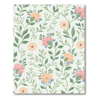 Light Peach Floral Vine Garden Rug