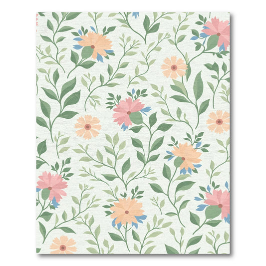 Light Peach Floral Vine Garden Rug