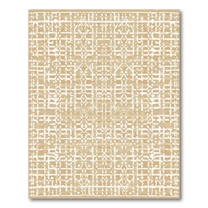 Rustic Beige Intricate Lattice Rug