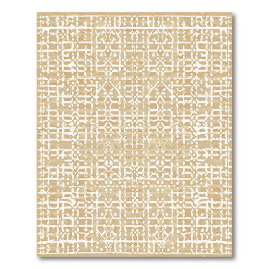 Rustic Beige Intricate Lattice Rug
