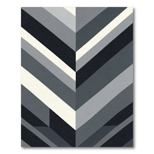 Monochrome Chevron Stripe Layered Rug