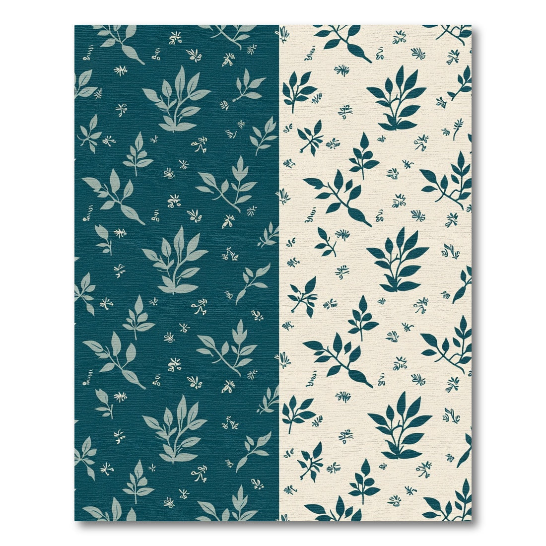 Deep Teal and Cream Foliage Rug