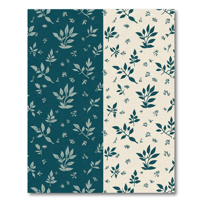 Deep Teal and Cream Foliage Rug