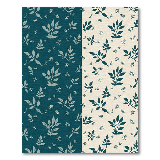 Deep Teal and Cream Foliage Rug