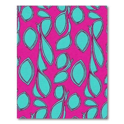 Pink Teal Abstract Leaf Cluster Rug