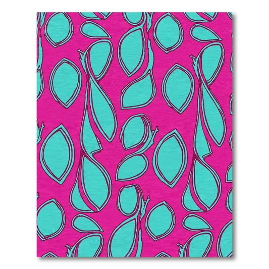 Pink Teal Abstract Leaf Cluster Rug