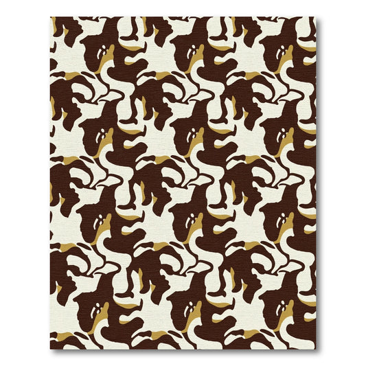 Brown Tan Abstract Organic Flow Rug