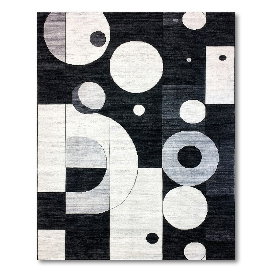 Black White Geometric Area Rug