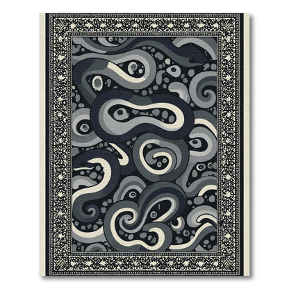 Dark Gray Swirl Serpent Brocade Rug