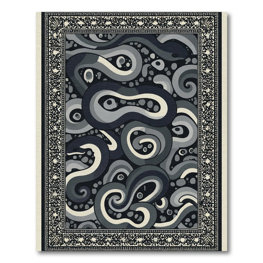 Dark Gray Swirl Serpent Brocade Rug