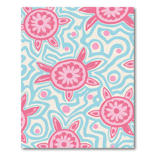 Coral Pink Turtle Swirl Aquatic Rug