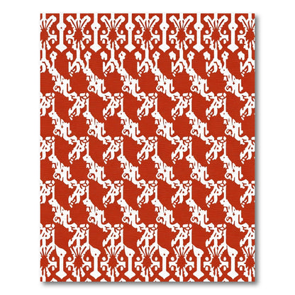 Crimson White Interlocking Floral Vines Rug