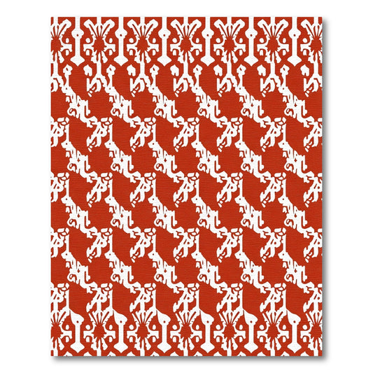 Crimson White Interlocking Floral Vines Rug