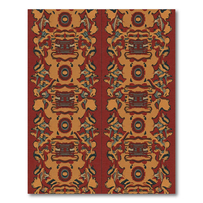Red Ochre Abstract Tribal Border Rug
