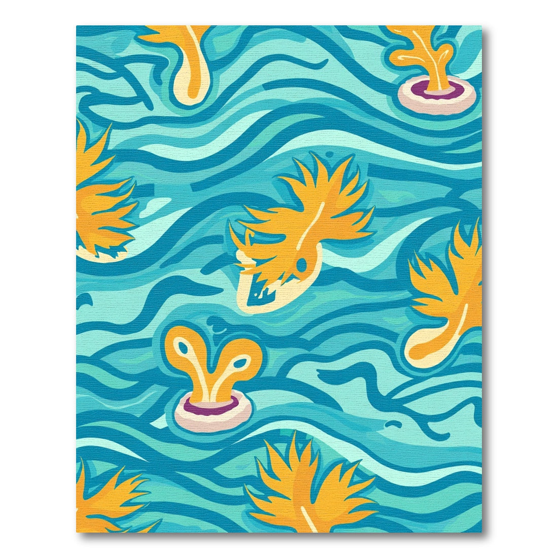 Vibrant Aqua Coral Abstract Waves Rug