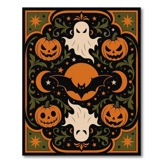 Vintage Halloween Ghost Pumpkin Area Rug