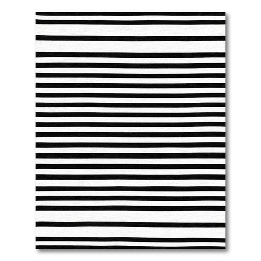 Thin Black White Striped Foundation Rug