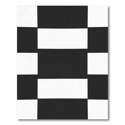 Bold Black White Geometric Blocks Rug