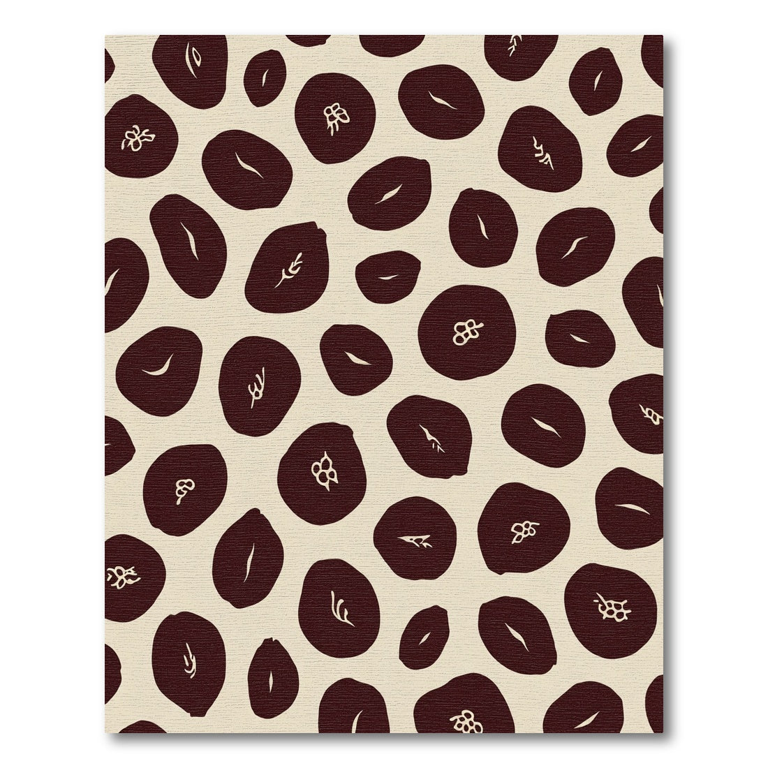 Deep Brown Organic Shapes on Cream Rug