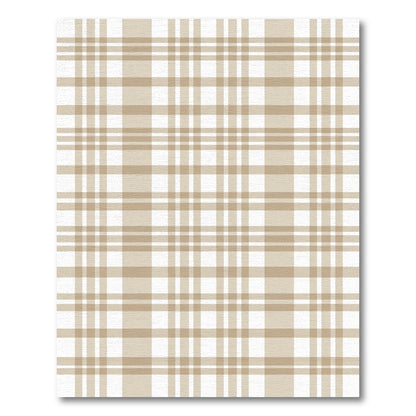Classic Beige Plaid Crossing Lines Rug