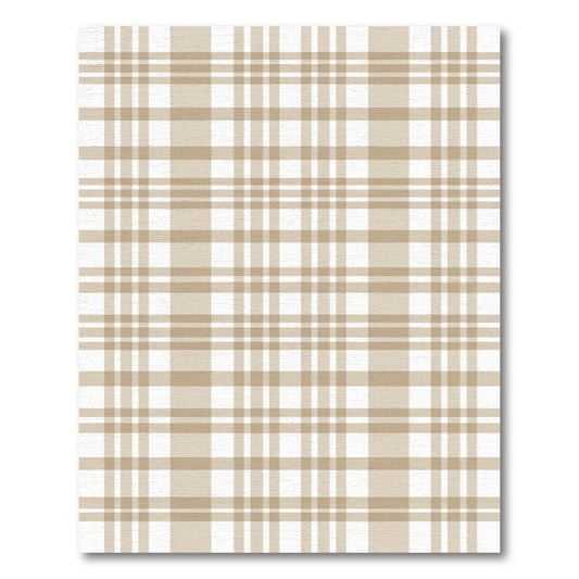 Classic Beige Plaid Crossing Lines Rug