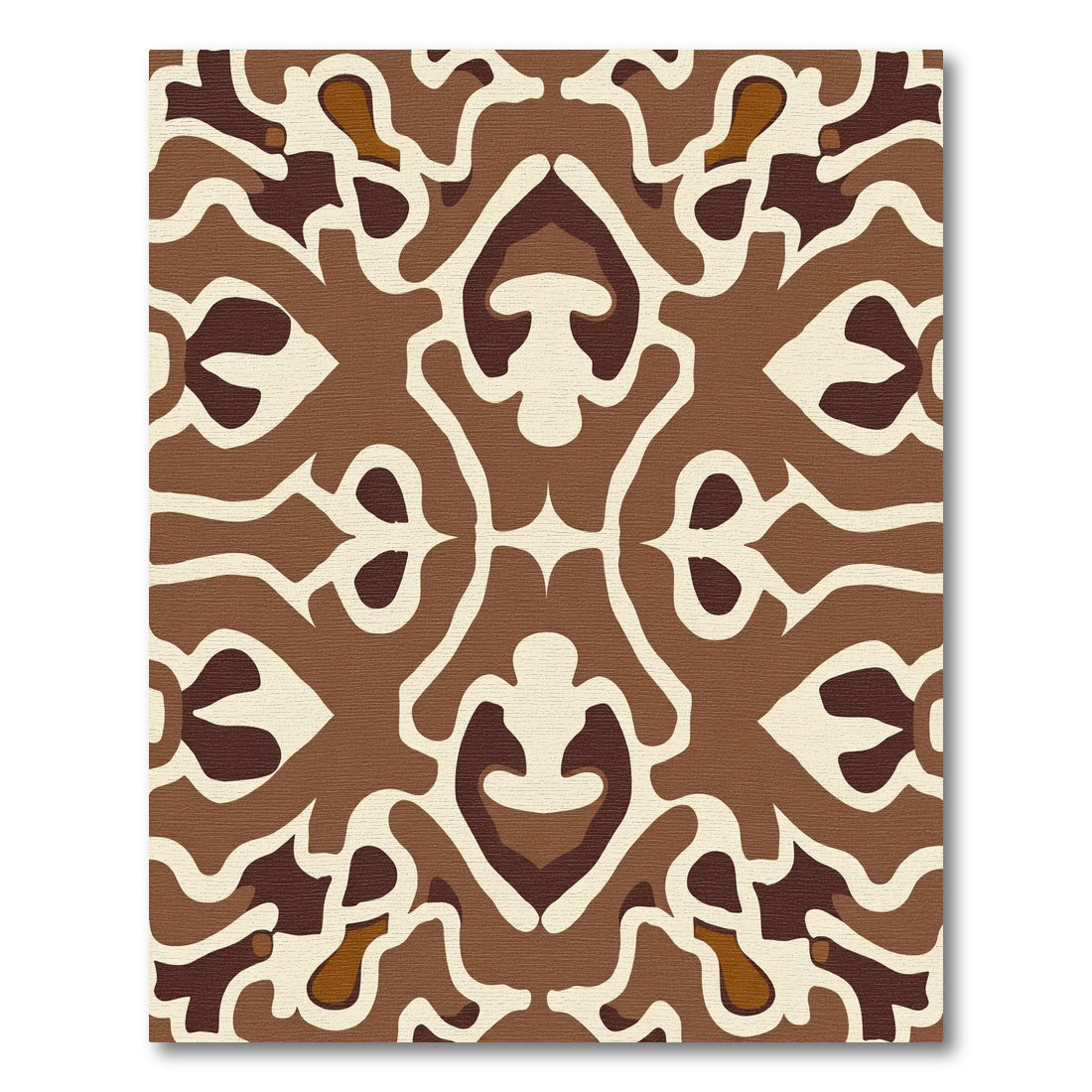 Earthy Brown Abstract Organic Medallion Rug
