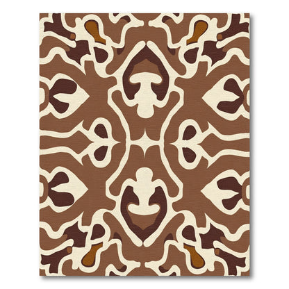 Earthy Brown Abstract Organic Medallion Rug
