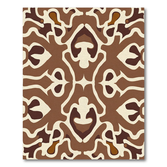 Earthy Brown Abstract Organic Medallion Rug