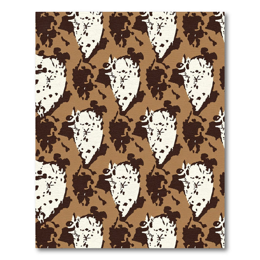 Brown White Camouflage Owl Rug