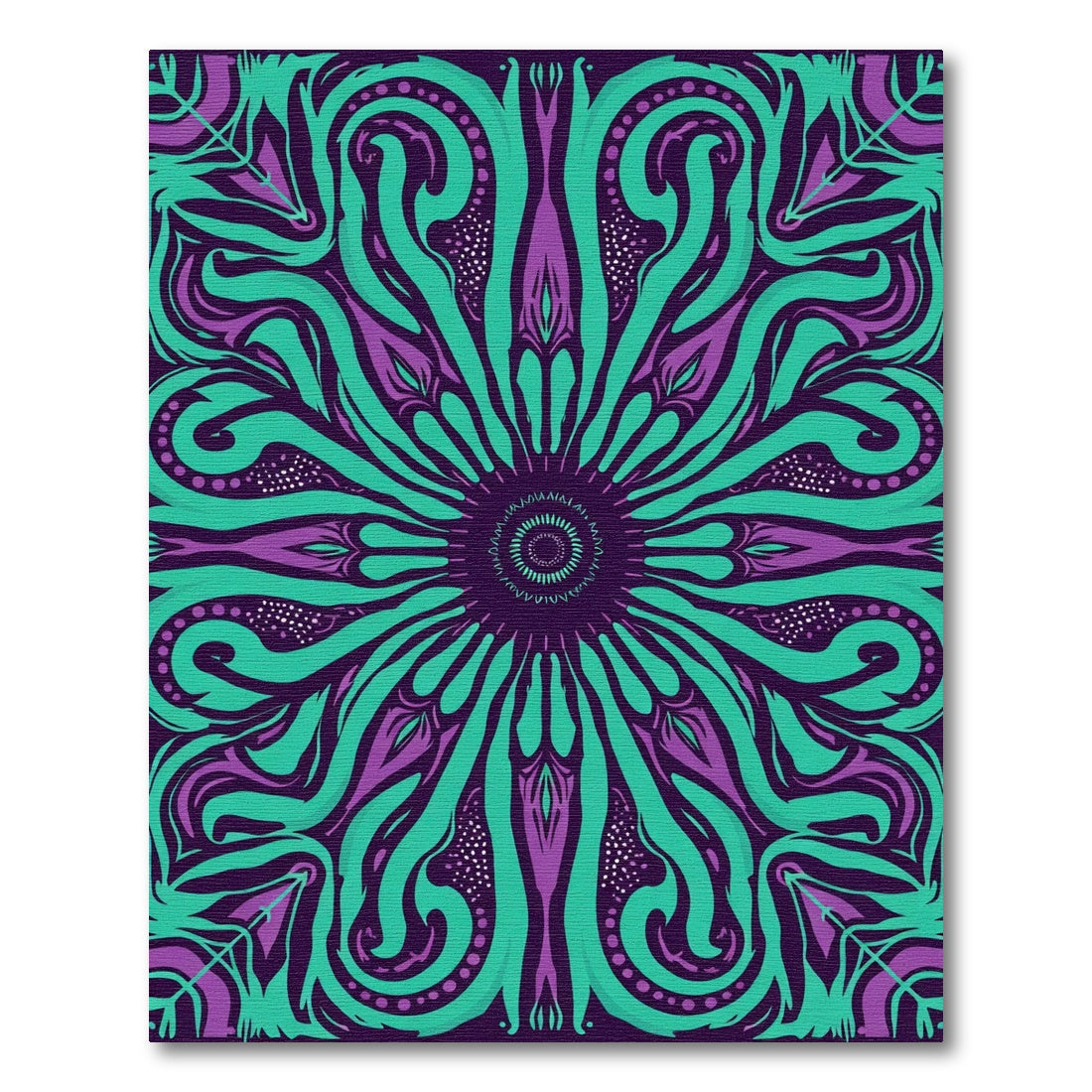 Vibrant Purple Teal Swirl Mandala Rug