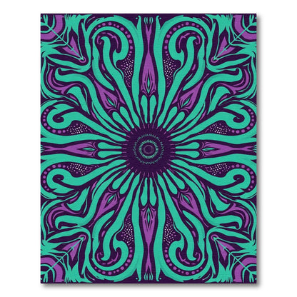 Vibrant Purple Teal Swirl Mandala Rug