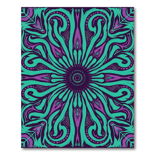 Vibrant Purple Teal Swirl Mandala Rug