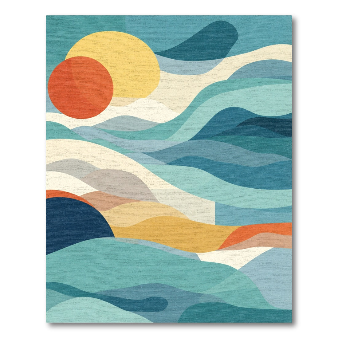 Abstract Ocean Wave Sunset Overlay Rug
