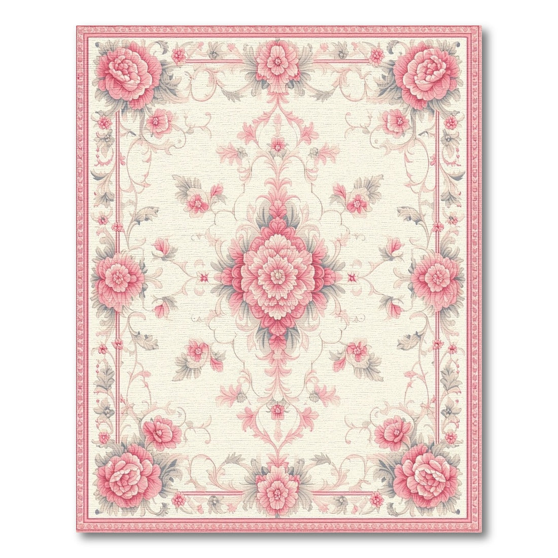 Pink Peony Floral Vintage No. 7 Area Rug
