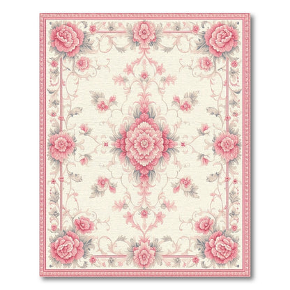 Pink Peony Floral Vintage No. 7 Area Rug