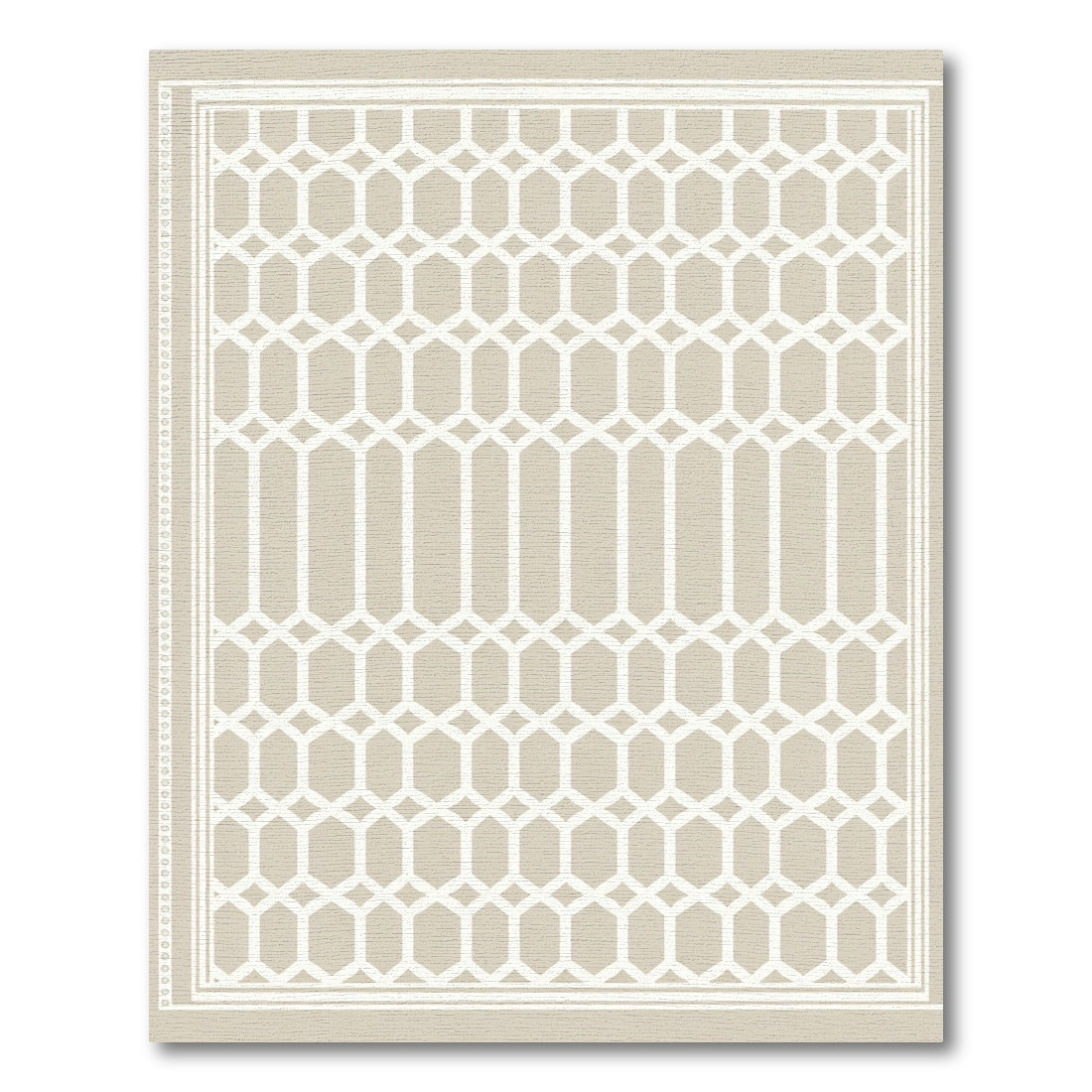 Light Beige White Geometric Lattice Rug